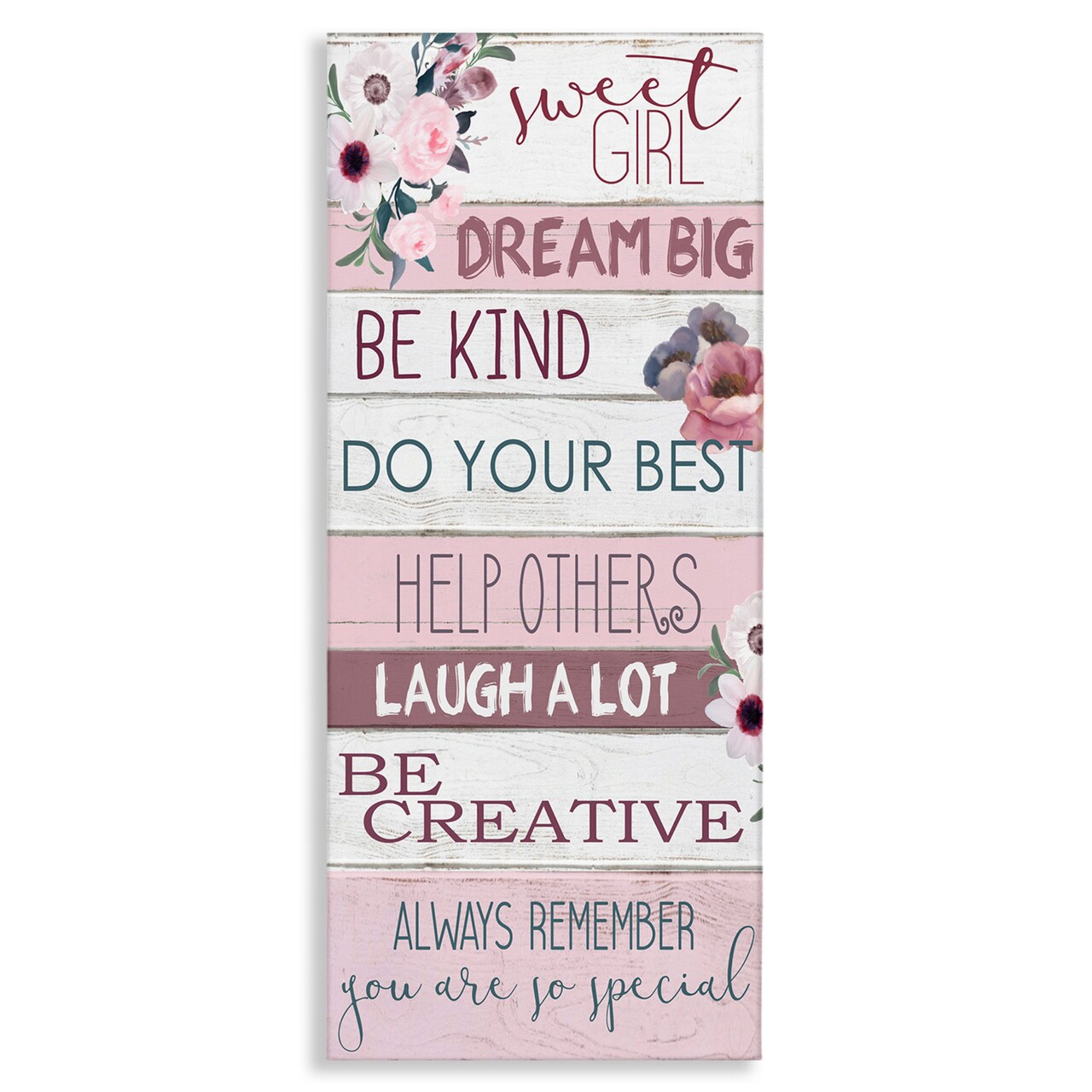 Stupell Industries Sweet Girl Inspirational Phrases Canvas Wall Art